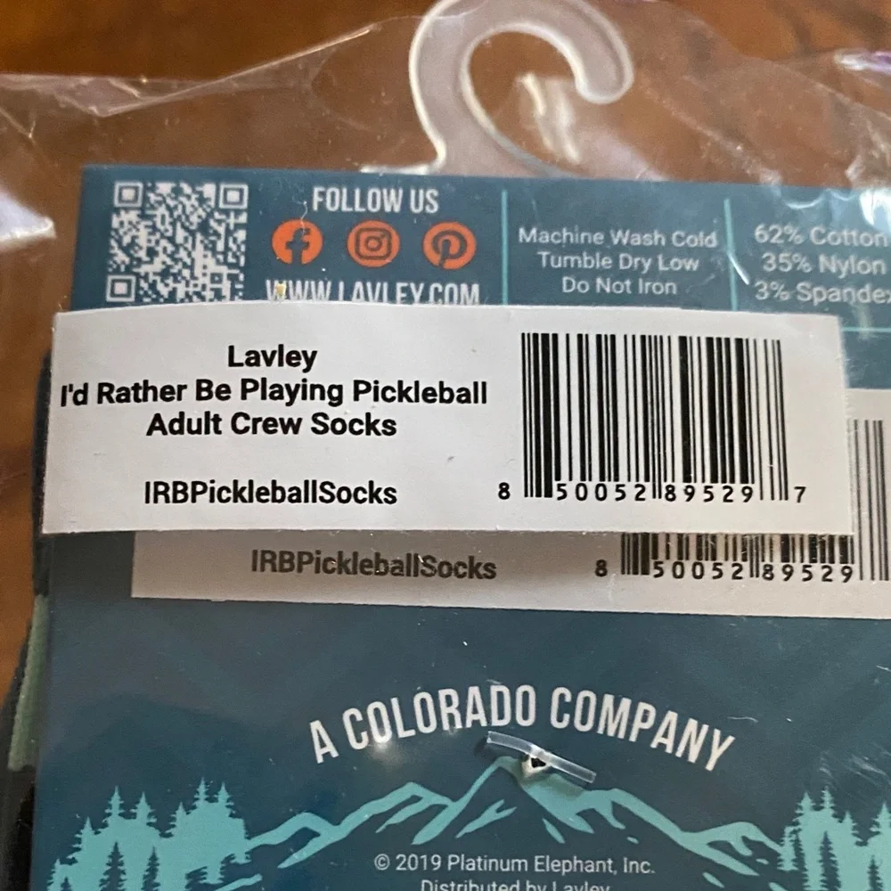NWT Lavley Colorful I'd Rather be Playing Pickle Ball Socks Stocking Stuffer